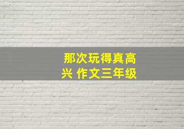 那次玩得真高兴 作文三年级